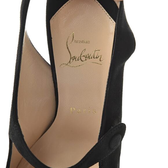 Christian Louboutin Rolande Boucle 120 Black Suede Slingback Heels Pumps Size 36 - Picture 4 of 6